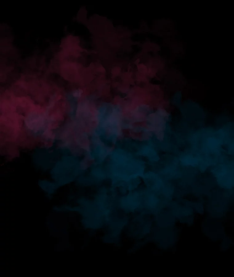 Pink, blue, and magenta colored smoke